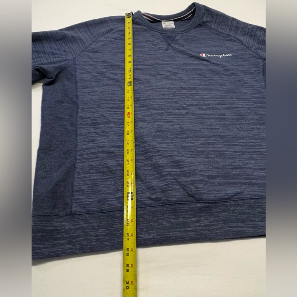 Champion Men’s Blue Heather Crewneck Sweater- Raglan Sleeve Size XXL - Picture 4 of 7